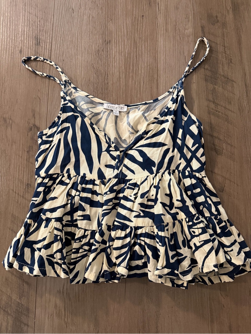 Navy and Cream Tiered Cami Tank